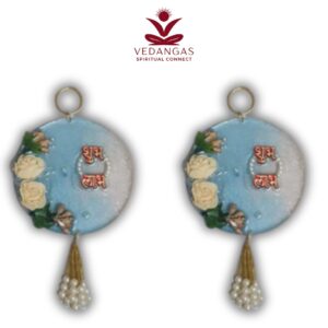 Shubh Labh Round Hanging– Blue Floral Design
