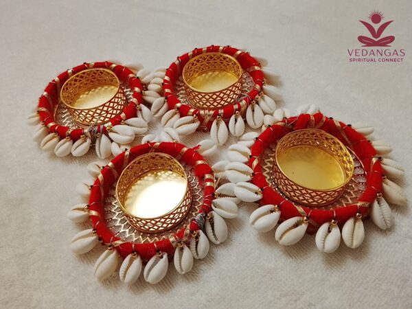 Cowrie Shell Diya Set - Image 4