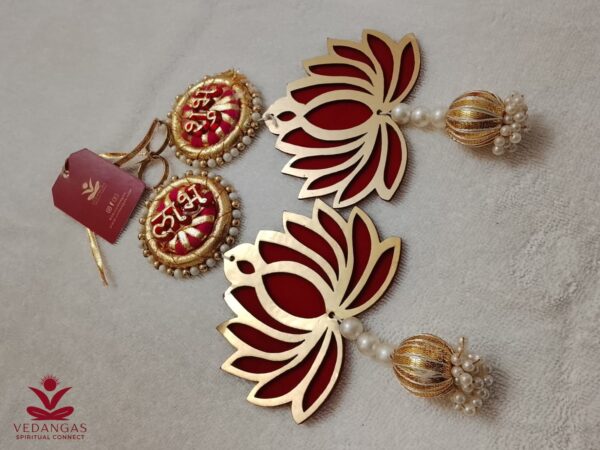 Shubh Labh Red Lotus Hangings - Image 2