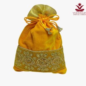 Golden Embroidered Velvet Potli Bag
