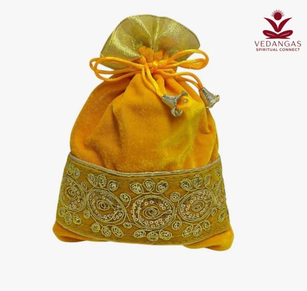 Golden Embroidered Velvet Potli Bag
